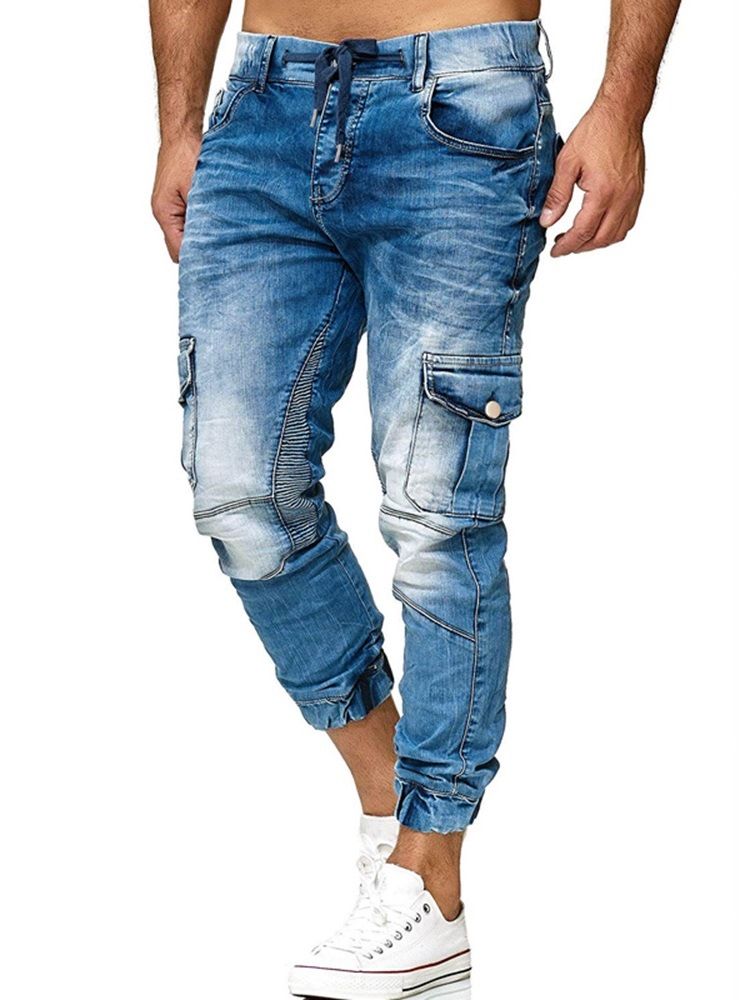 Calça Lápis Lápis Masculino Com Renda Jeans Casual