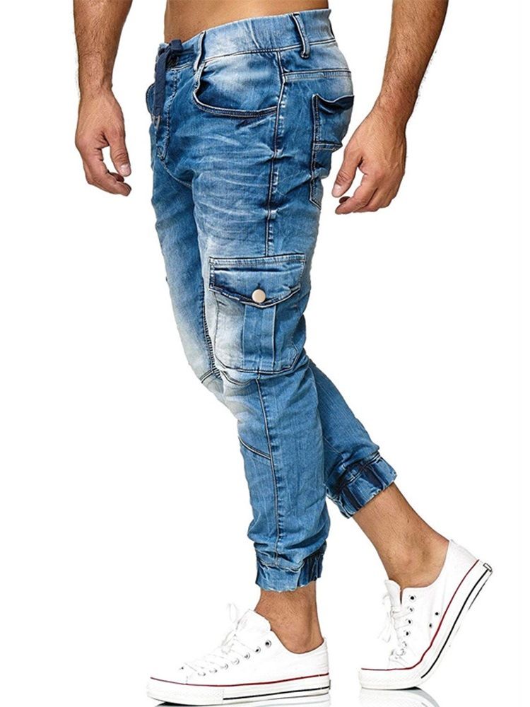 Calça Lápis Lápis Masculino Com Renda Jeans Casual