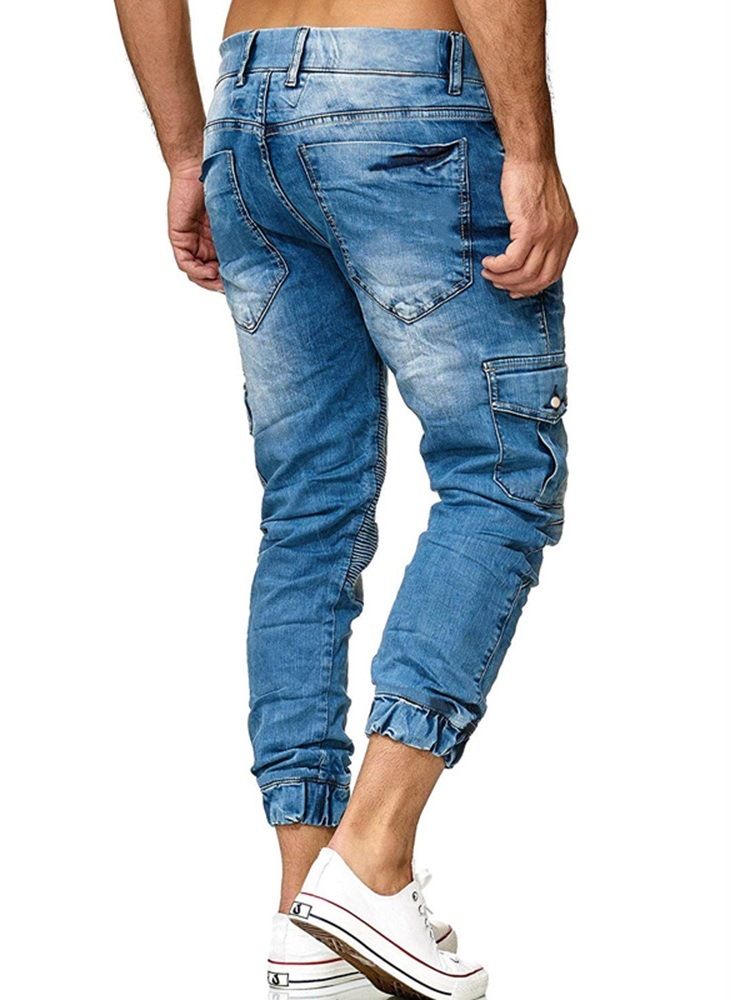 Calça Lápis Lápis Masculino Com Renda Jeans Casual