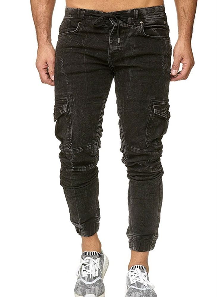 Calça Lápis Lápis Masculino Com Renda Jeans Casual