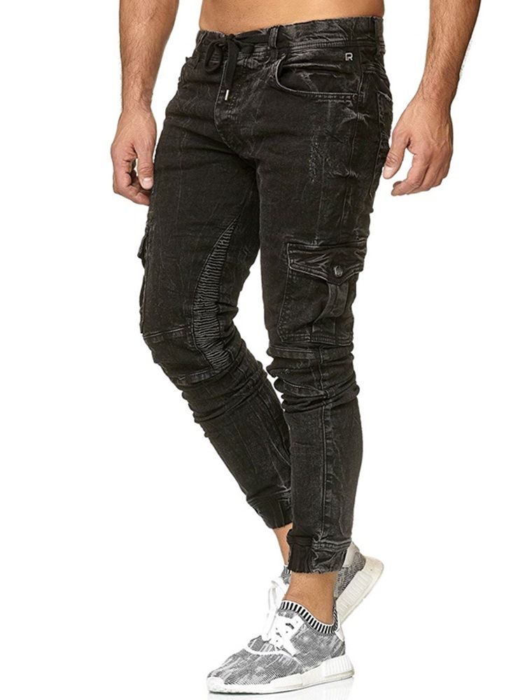 Calça Lápis Lápis Masculino Com Renda Jeans Casual