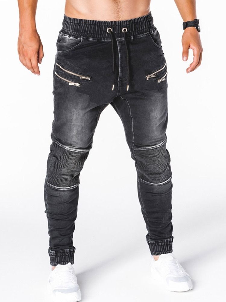 Calça Lápis Usada Com Cintura Média Hip Hop Calça Jeans Masculina