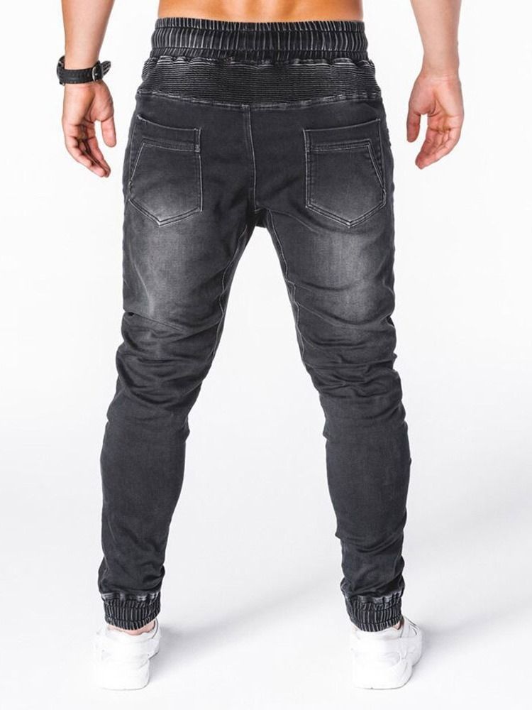 Calça Lápis Usada Com Cintura Média Hip Hop Calça Jeans Masculina