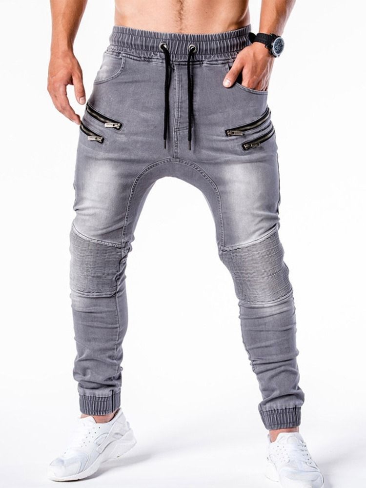 Calça Lápis Usada Com Cintura Média Hip Hop Calça Jeans Masculina