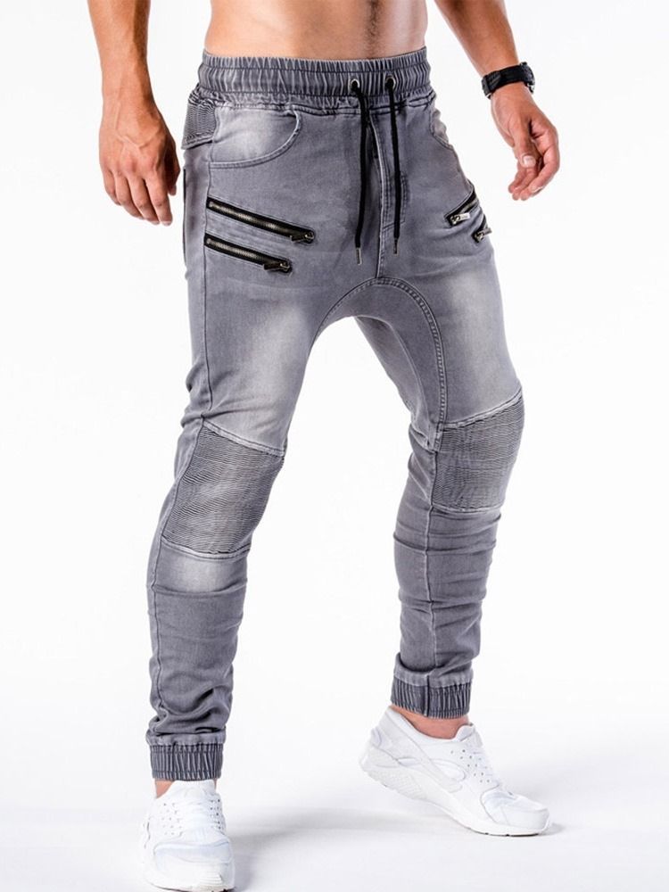 Calça Lápis Usada Com Cintura Média Hip Hop Calça Jeans Masculina