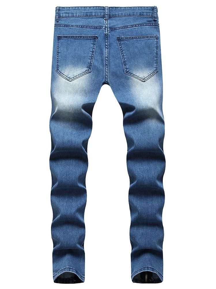 Calça Lápis Usada Com Zíper De Cintura Média Calça Jeans Masculina