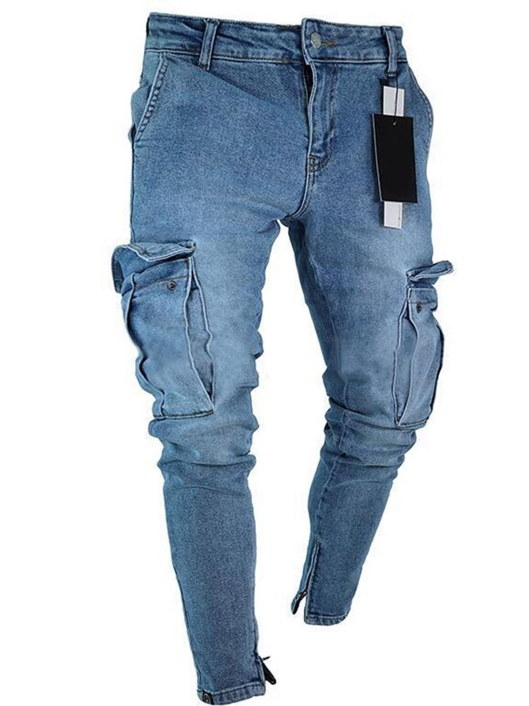 Calça Lápis Usada Lápis Masculino Jeans Zipper Europeu