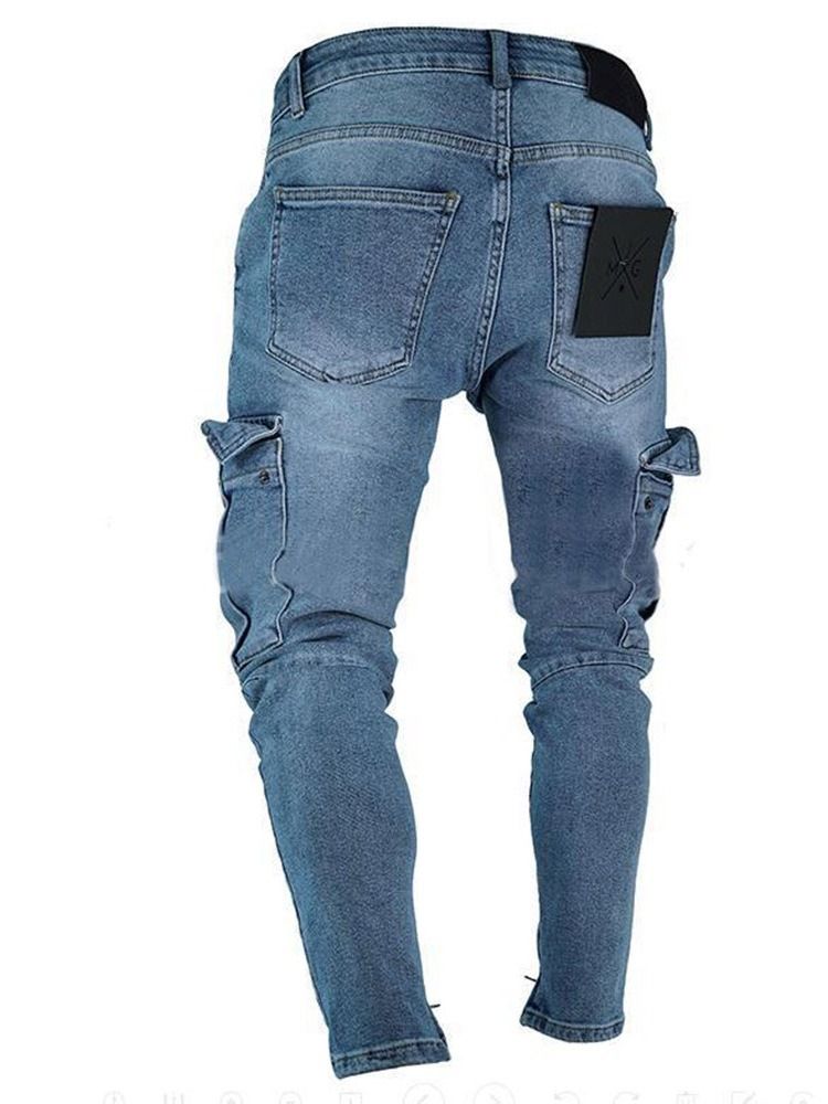 Calça Lápis Usada Lápis Masculino Jeans Zipper Europeu