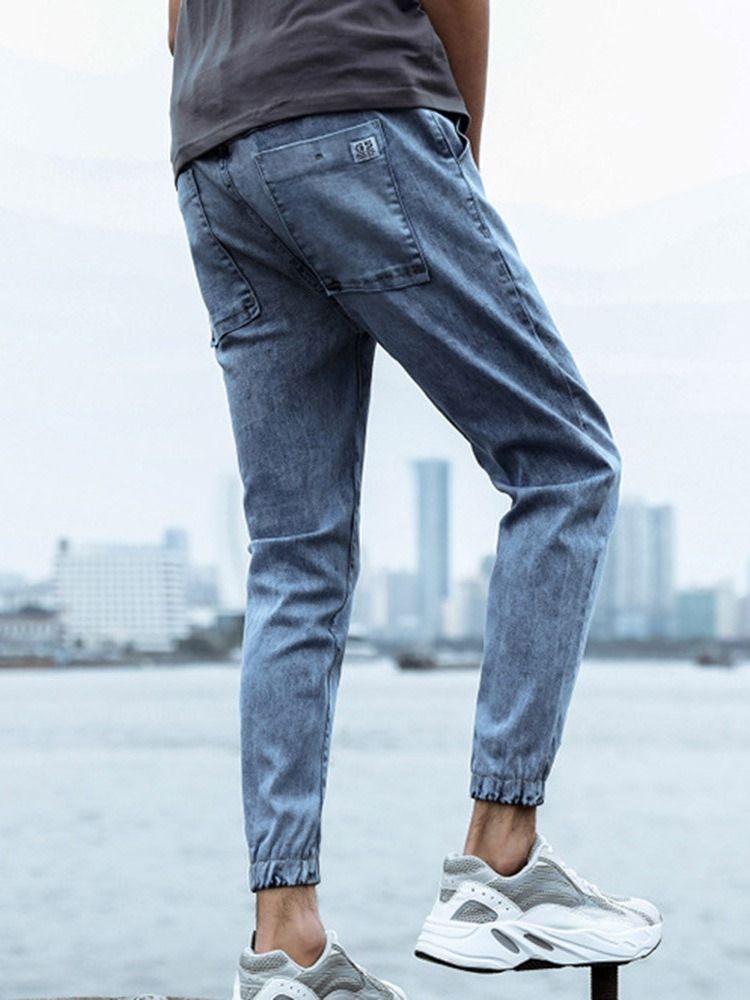 Calça Lápis Zíper De Cintura Média Calça Jeans Masculina