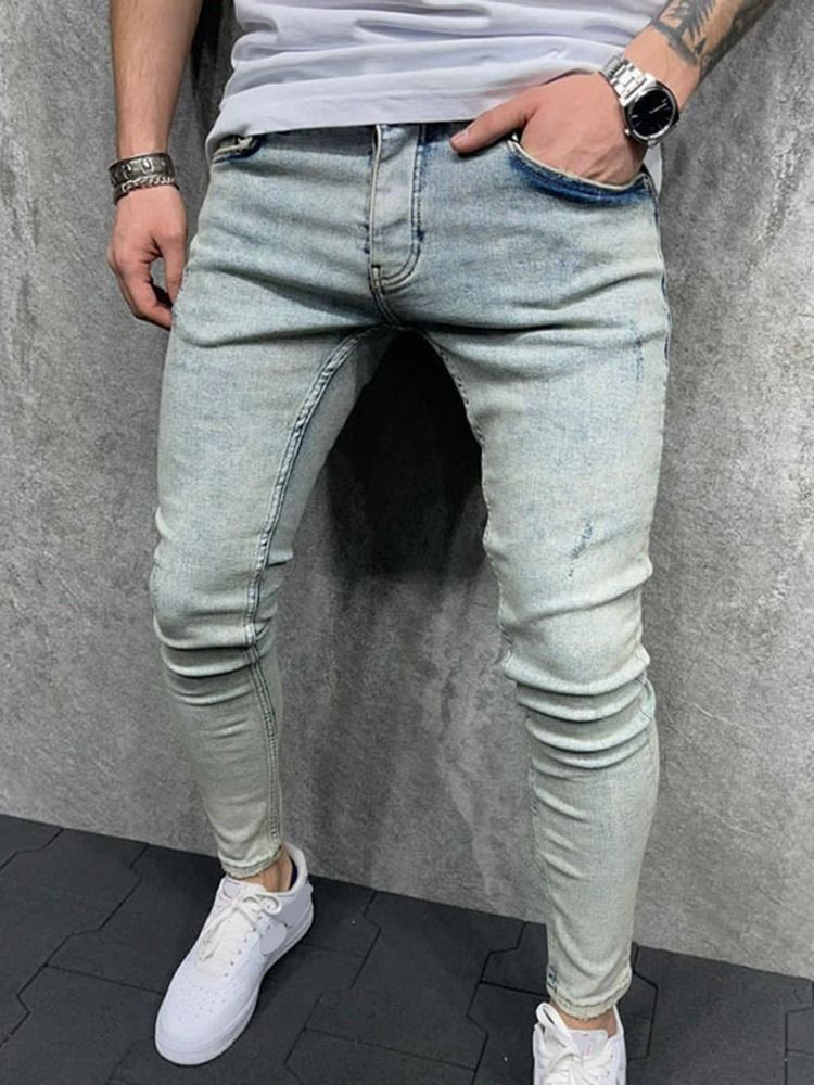 Calça Lápis Zipper Casual Zipper Calça Jeans Masculina