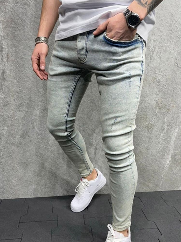 Calça Lápis Zipper Casual Zipper Calça Jeans Masculina