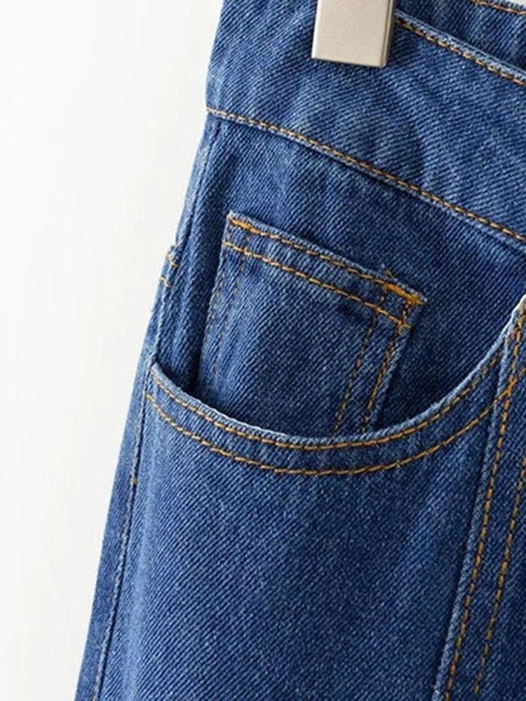 Calças De Ganga Femininas Bellbottoms Laváveis Simples De Cintura Alta Slim