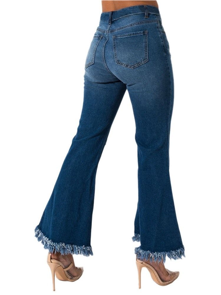 Calças De Ganga Femininas Simples De Cintura Fina Bellbottoms Cintura Média