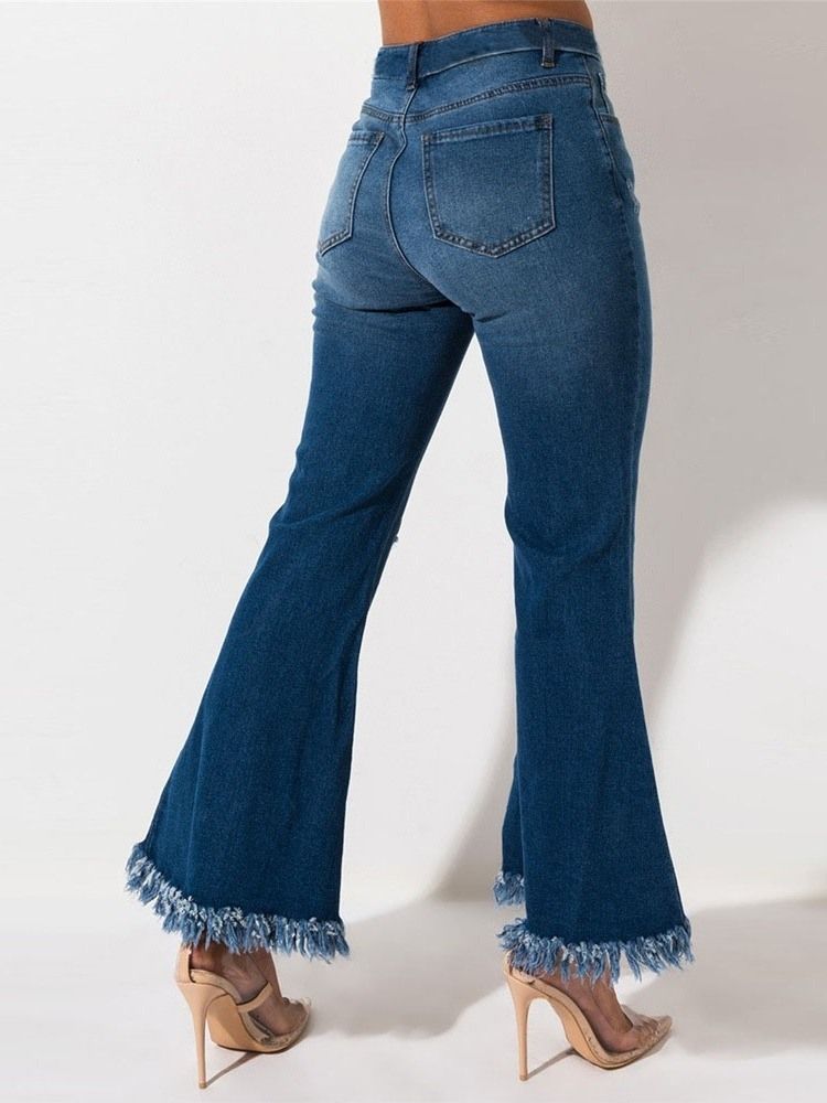 Calças De Ganga Femininas Simples De Cintura Fina Bellbottoms Cintura Média