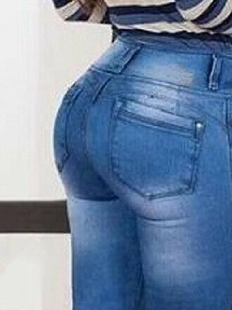 Calças Jeans De Cintura Alta Feminina Bellbottoms