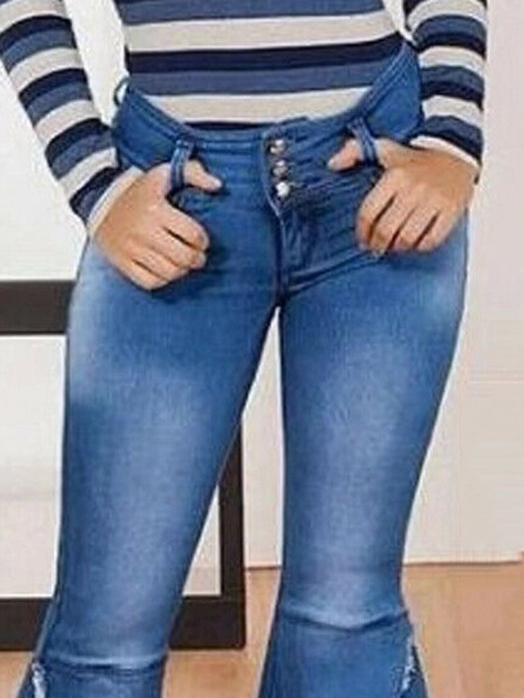 Calças Jeans De Cintura Alta Feminina Bellbottoms