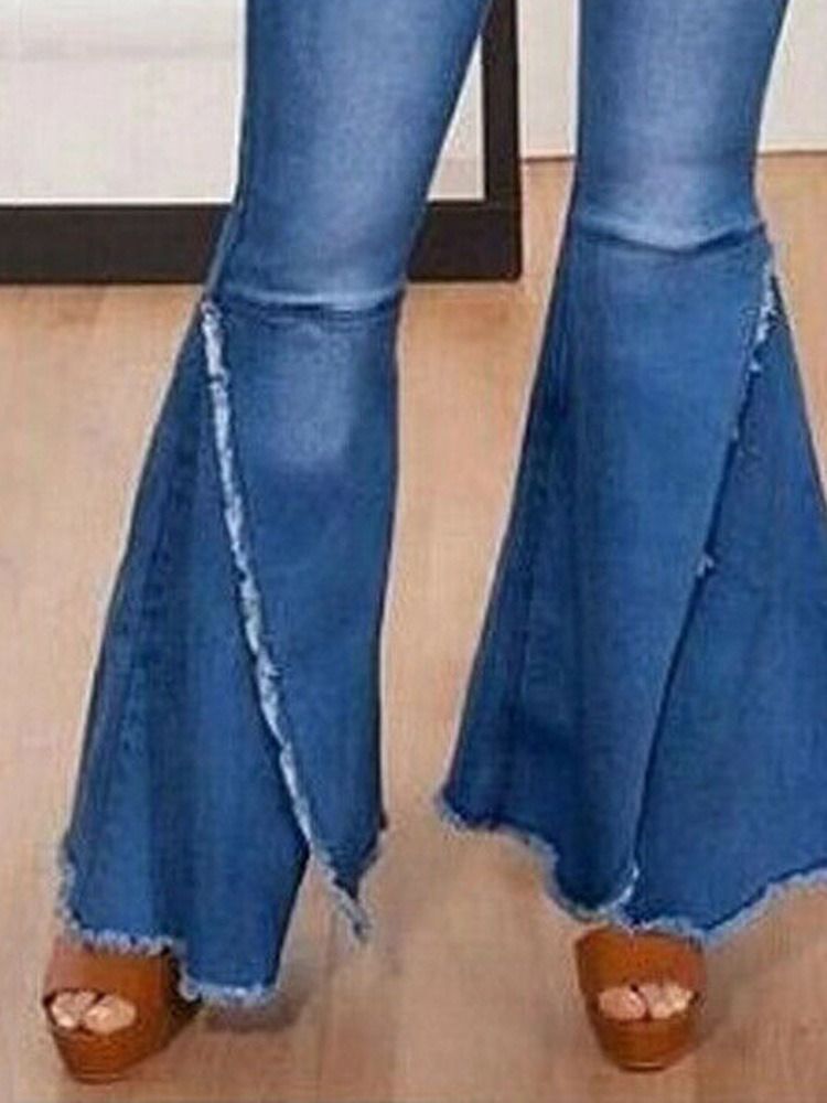 Calças Jeans De Cintura Alta Feminina Bellbottoms