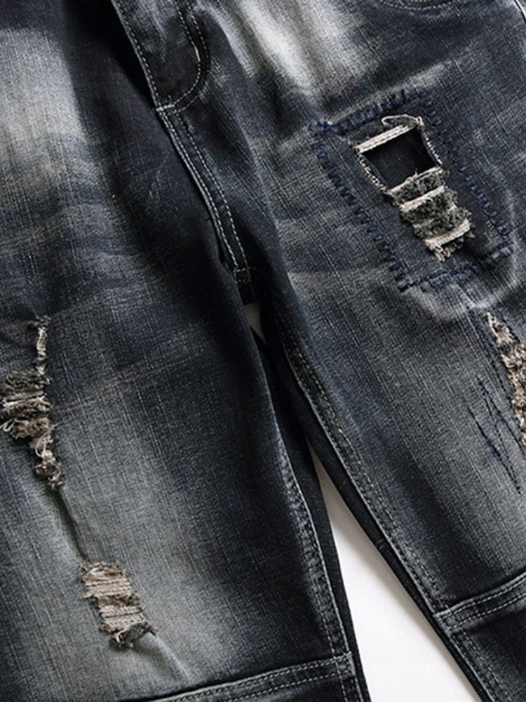 Calças Jeans De Cintura Média Com Zíper Reto Masculino