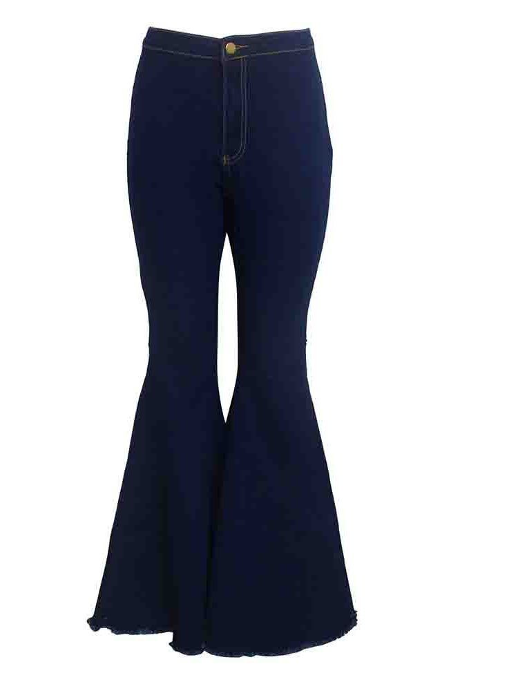 Calças Jeans Femininas Bellbottoms Laváveis Lisas E Finas