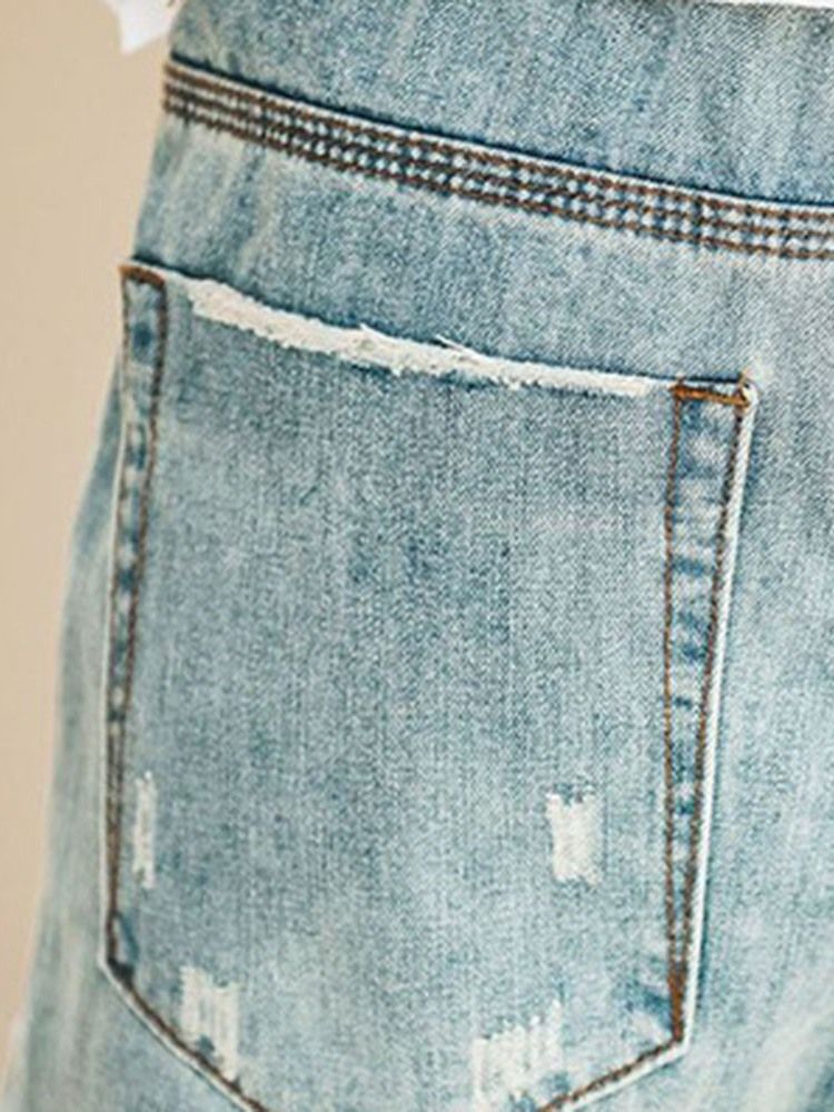 Calças Jeans Femininas Com Elástico Liso Com Cordões