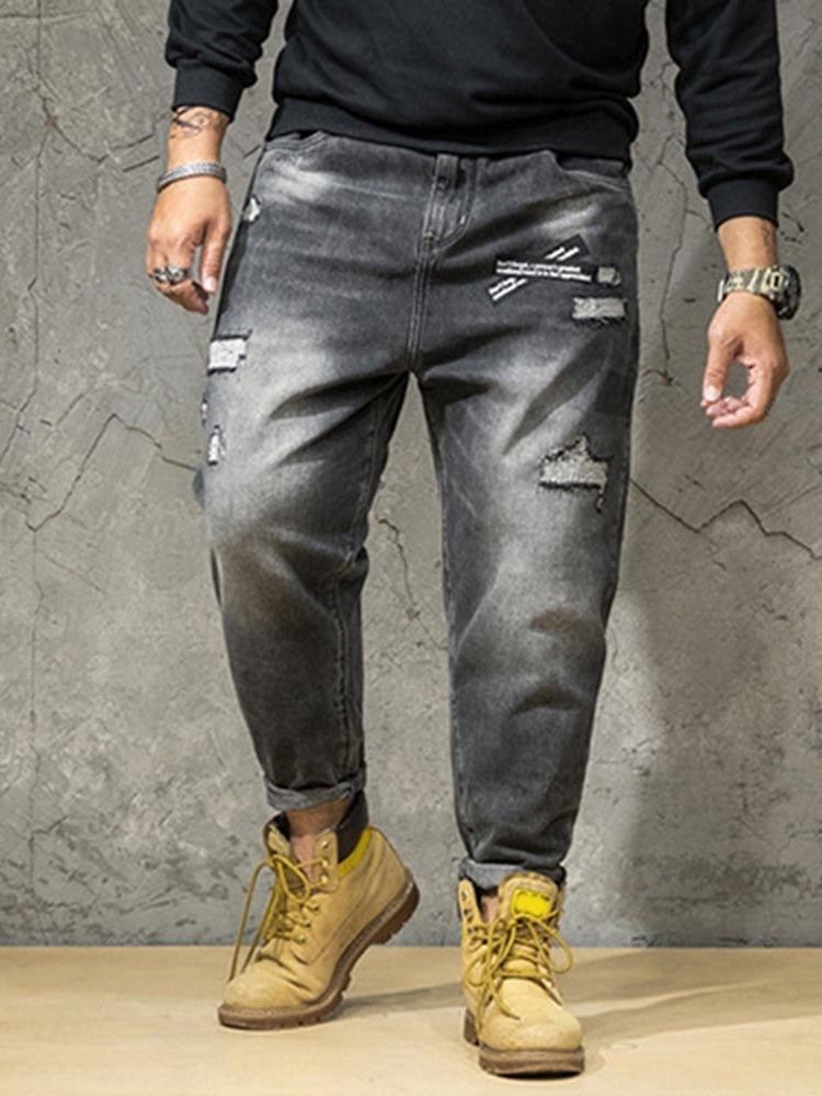 Calças Jeans Masculinas Com Zíper Com Bloco Colorido