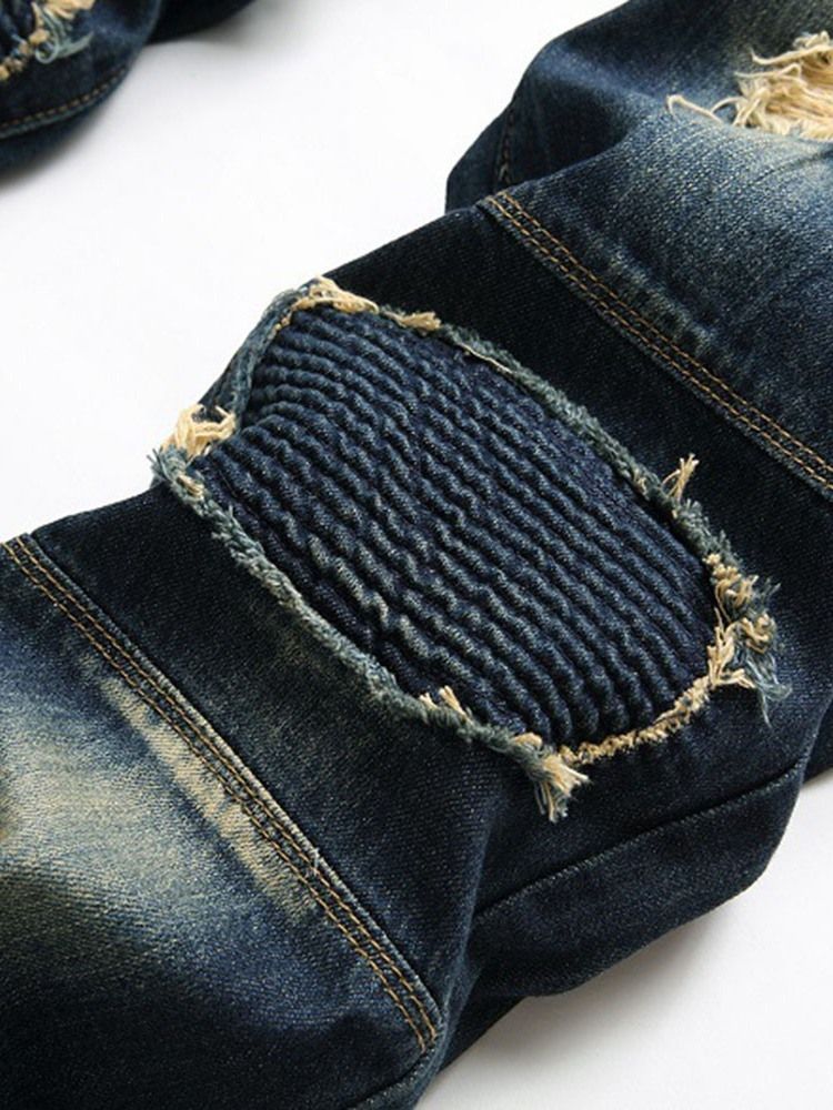 Calças Jeans Masculinas Com Zíper Reto E Cintura Média