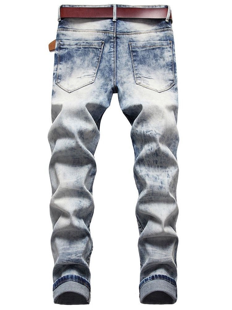 Calças Jeans Masculinas De Hip Hop De Cintura Média