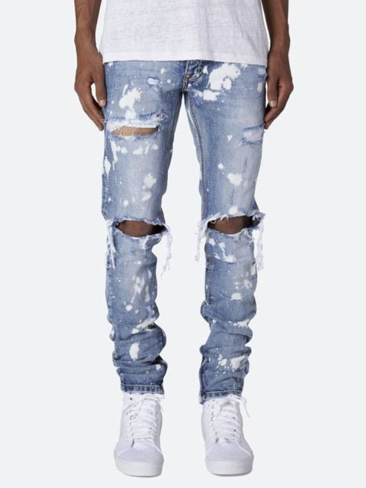 Calças Lápis Buraco Cintura Média Calça Jeans Masculina