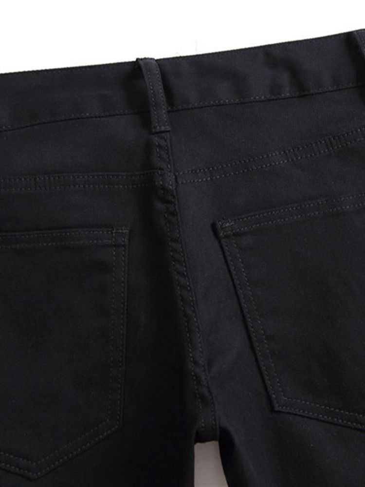 Calças Lápis Masculinas Com Estampa De Desenhos Jeans Com Zíper De Cintura Média