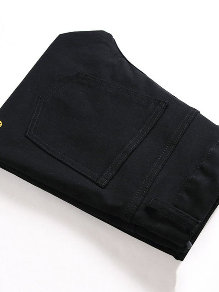 Calças Lápis Masculinas Com Estampa De Desenhos Jeans Com Zíper De Cintura Média