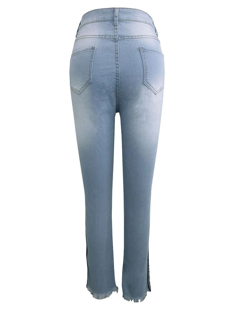 Imprimir Pencil Pants Geometric Skinny Mulheres Jeans De Cintura Alta