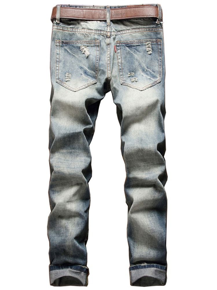 Jeans Casual Holes Denim Masculino