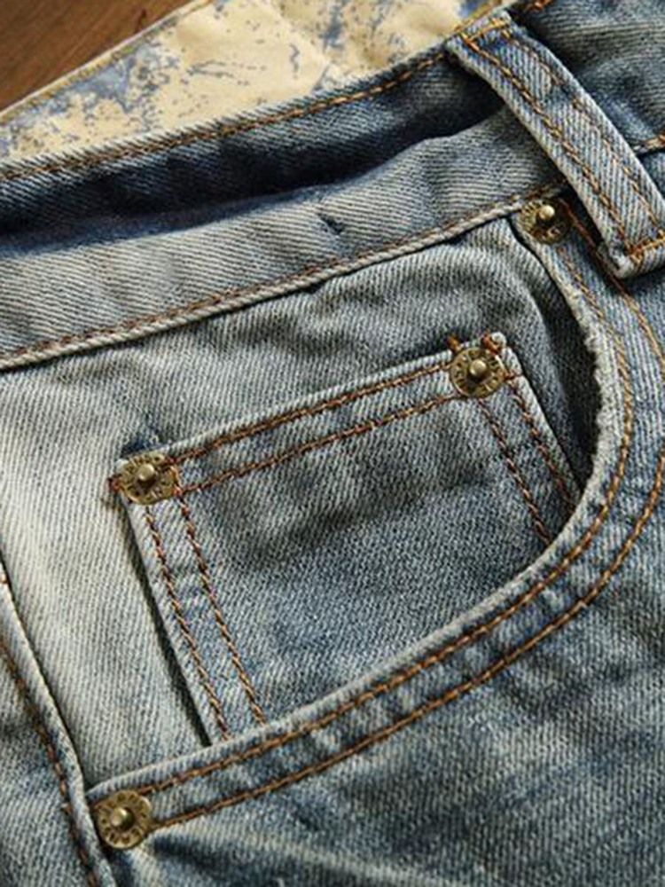 Jeans Casual Holes Denim Masculino