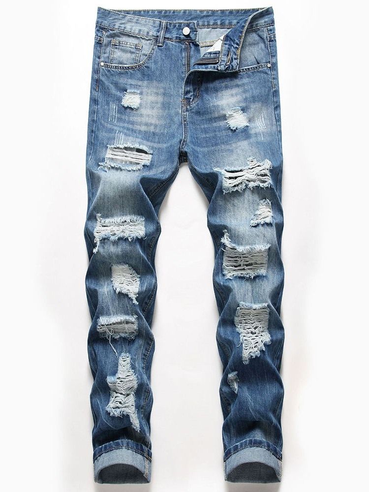 Jeans Hole Zipper Masculino