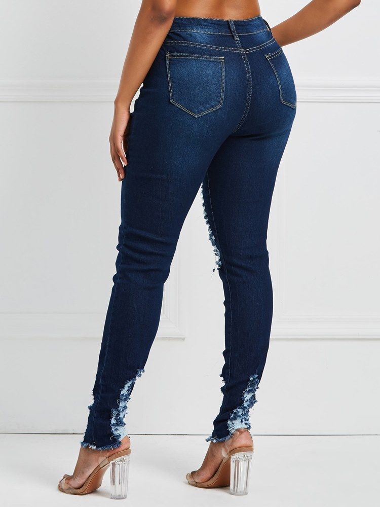 Jeans Skinny Ripped Feminino