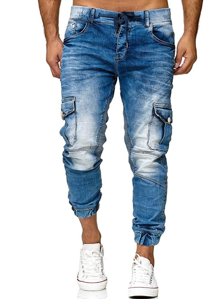 Pencil Pants Pocket Zipper Casual Jeans Masculino