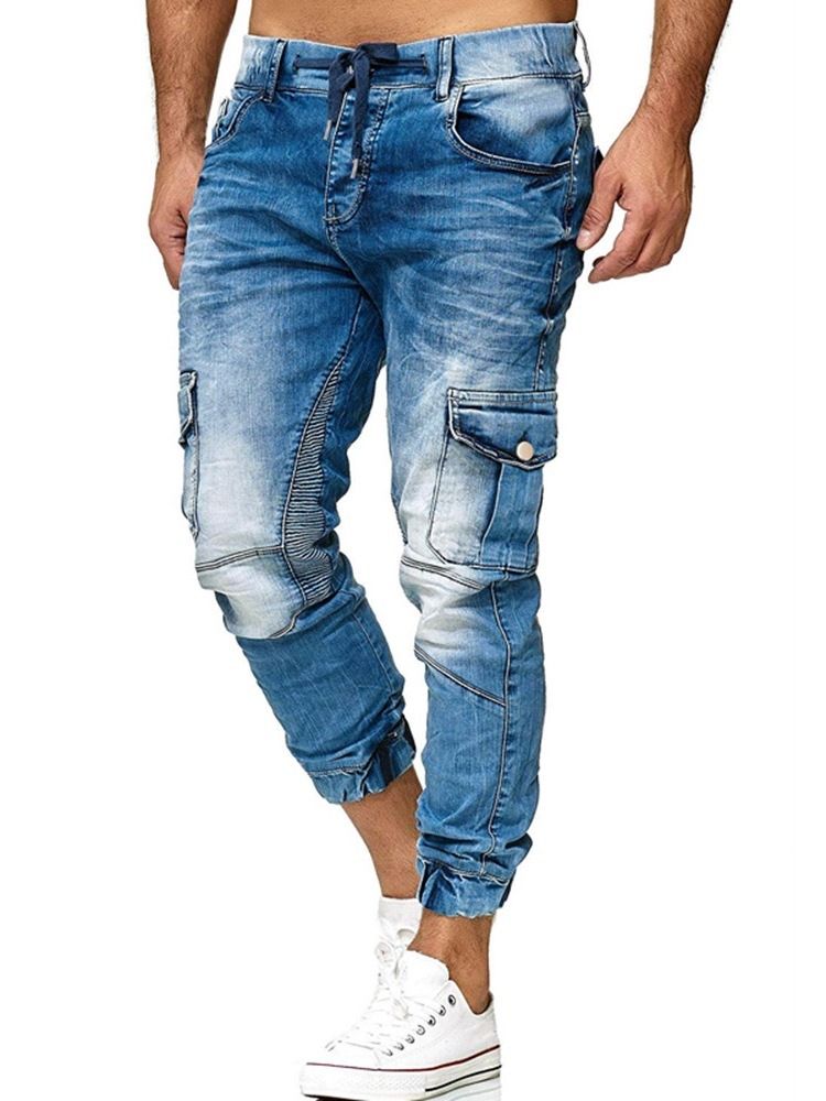 Pencil Pants Pocket Zipper Casual Jeans Masculino