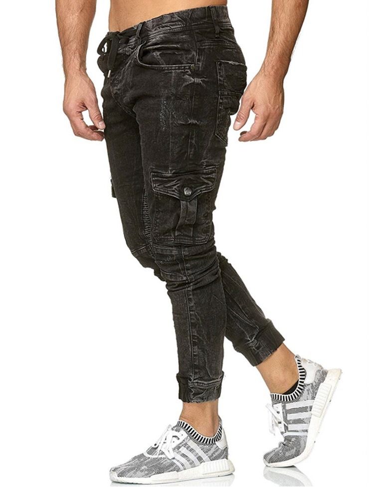 Pencil Pants Pocket Zipper Casual Jeans Masculino