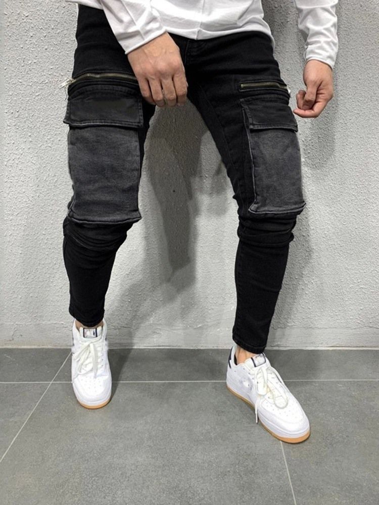 Pencil Pants Zipper European Homens Jeans