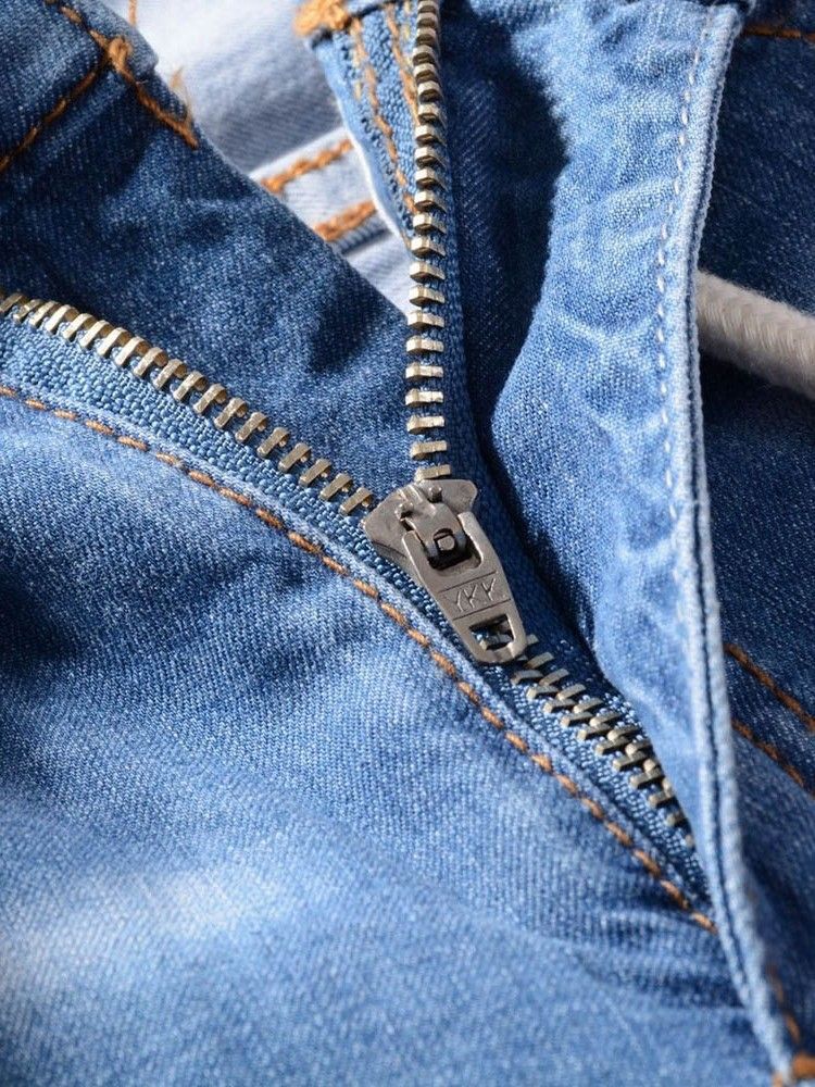 Pocket Gradient Straight Casual Zipper Masculino Jeans