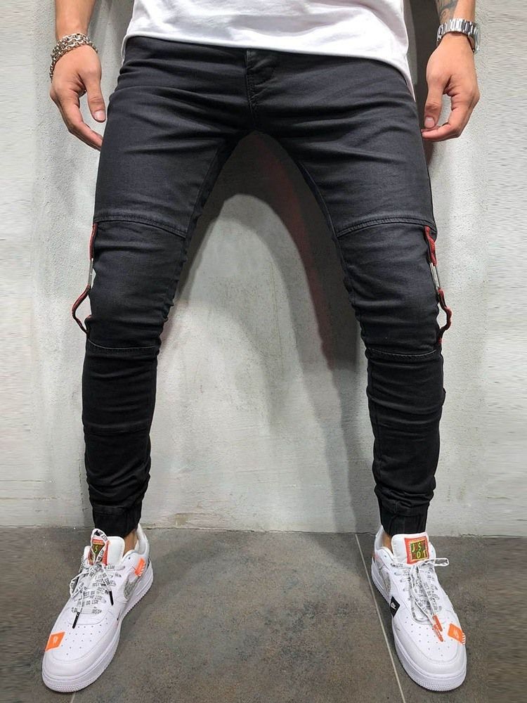 Pocket Thin Zipper Mens Casual Slim Jeans