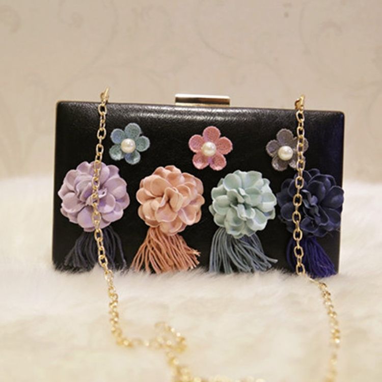 Clutch Floral Strass Beads Decoração