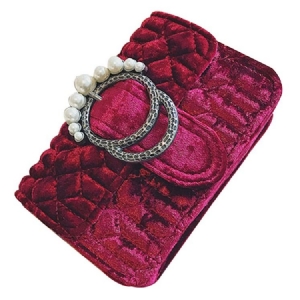 Clutch Retro Velvet Pearl Adornment