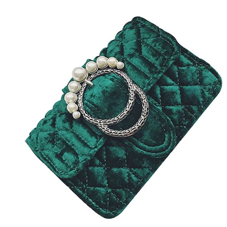 Clutch Retro Velvet Pearl Adornment