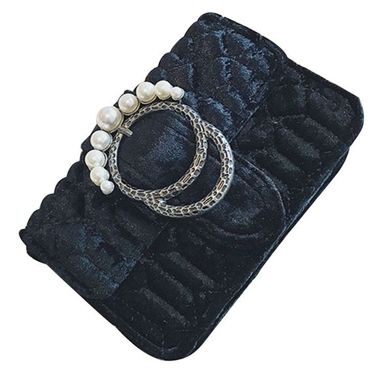 Clutch Retro Velvet Pearl Adornment