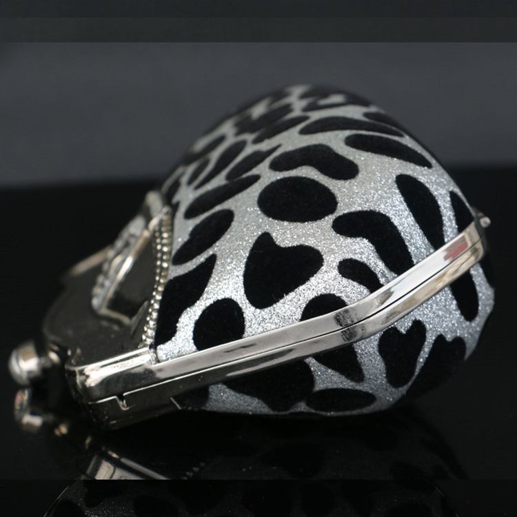 Embreagem Leopardo De Strass Em Forma De Concha