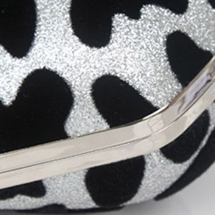 Embreagem Leopardo De Strass Em Forma De Concha