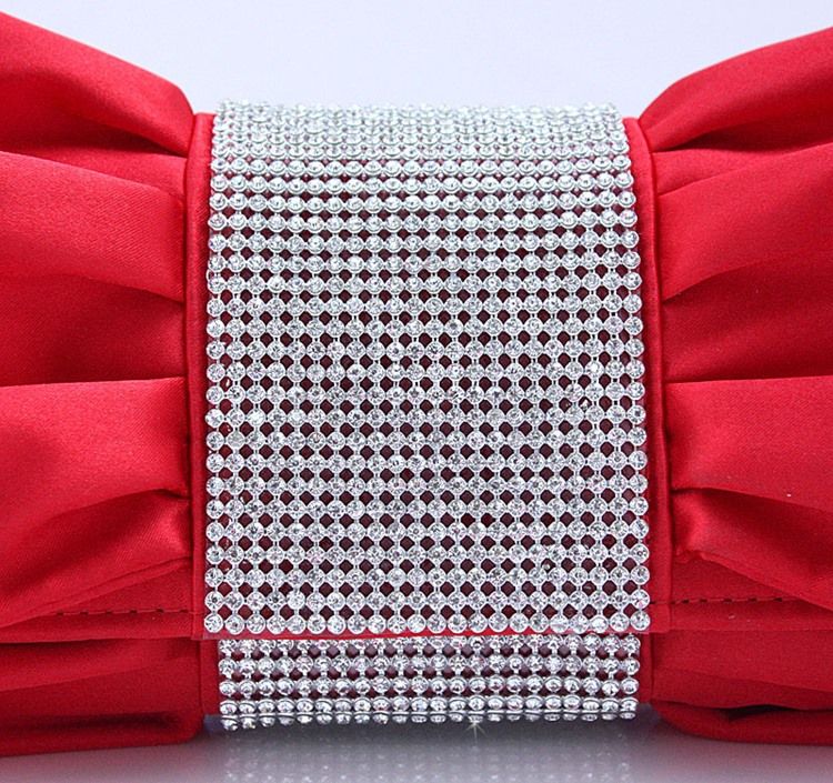 Lindo Vermelho Com Strass Para Bolsa Para Noite