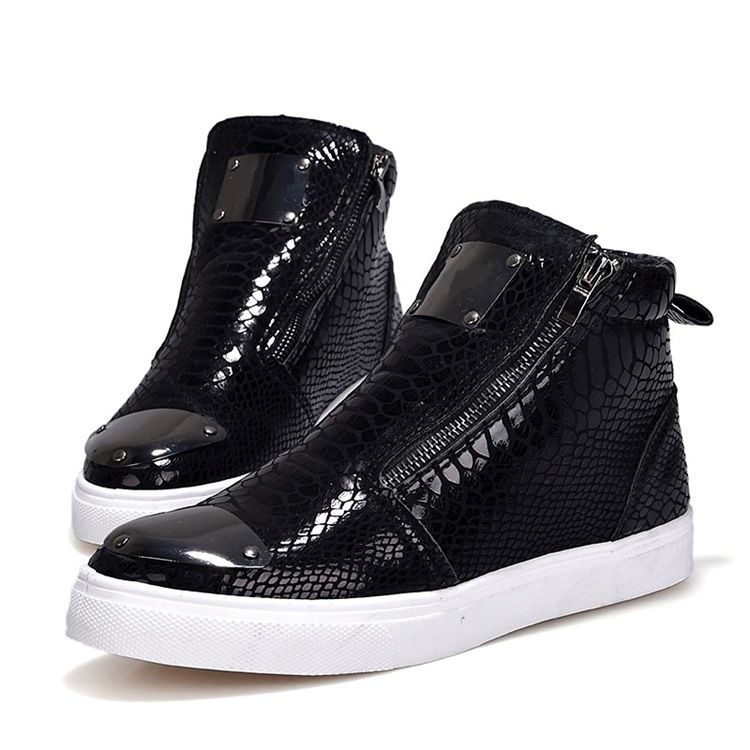 Sapatilhas De Corte Alto Masculino Sequin Serpentine Zipper