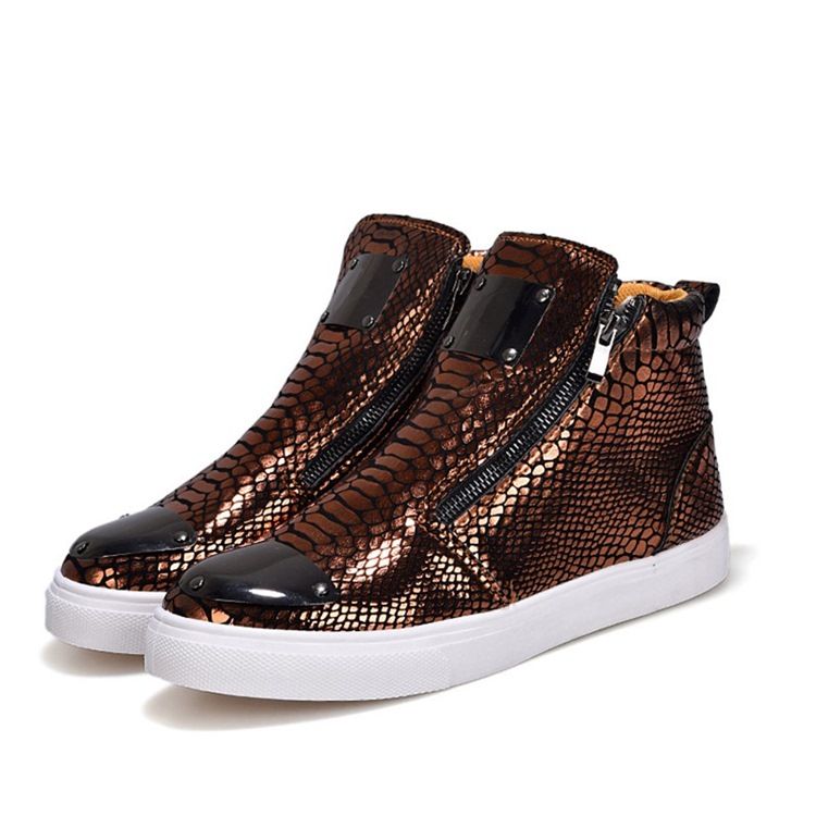 Sapatilhas De Corte Alto Masculino Sequin Serpentine Zipper